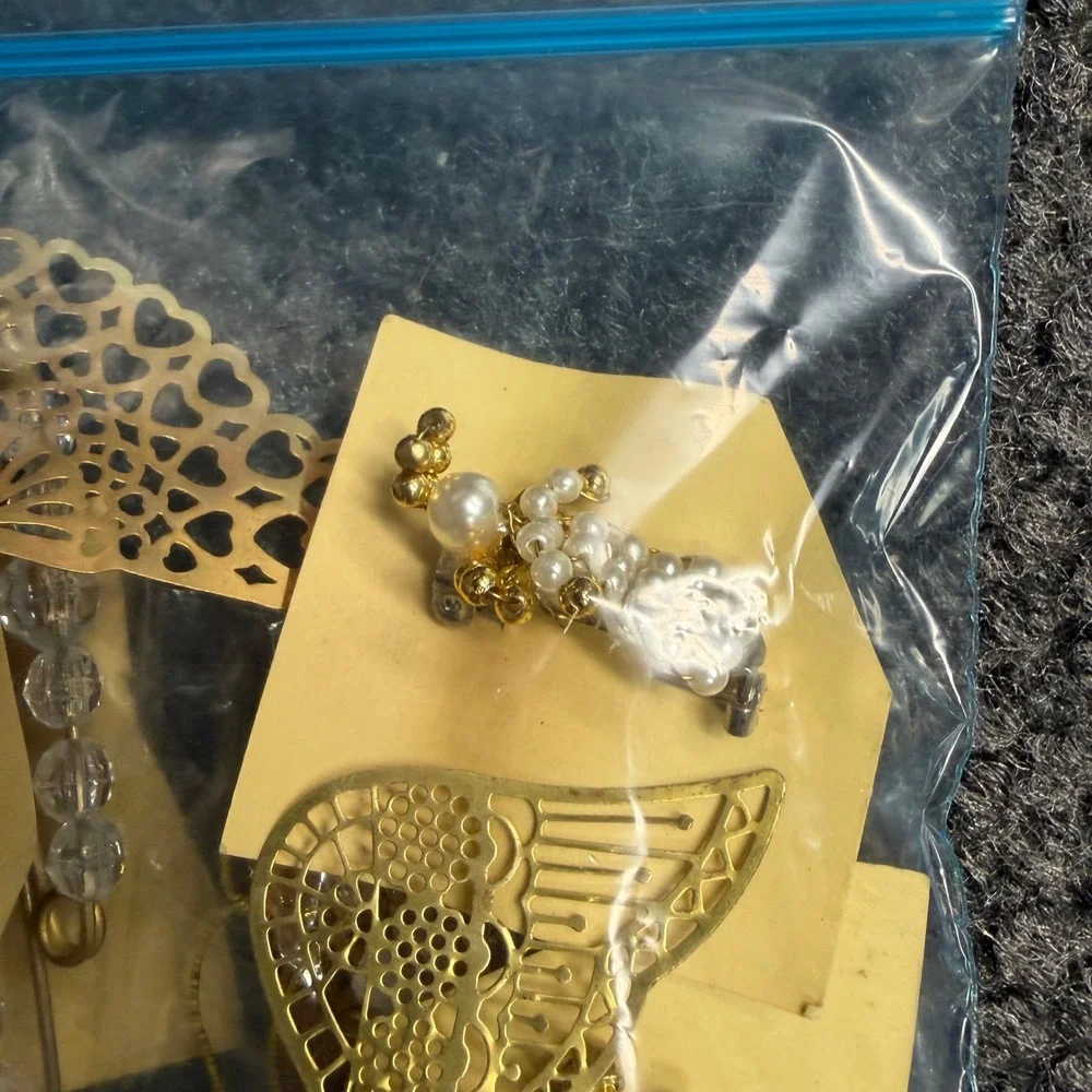 Guardian Angel Jewelry Lot Gold Tone Mixed lot Butterfly Pearl Pins Beads